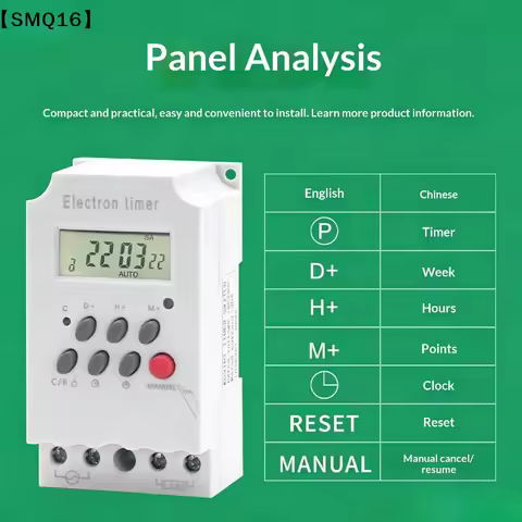 16 ON/OFF 220V 30A Second Setting Digital Timer Switch 24hr 7 Days Weekly Programmable Time Relay Vo