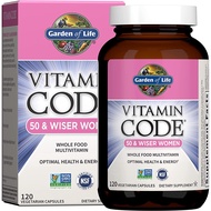 Garden of Life Multivitamin for Women 50 &amp; Over, 120 Capsules, B Vitamins, Vitamins A, C, D3, E &amp; K, CoQ10, Probiotics