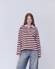 Replay Stripe Polo ( Brown/ Pink)