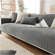 W WWEENUO Herringbone Chenille Sofa Slipcover, Furniture Protector Sofa Covers Universal Non-Slip L Shape Couch Cover Quilted Corner Slipcovers for Living Room (Dark Grey, 90 * 240cm/36''x94'')