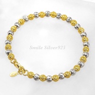 กำไลเงินแท้92.5% ชุบ2 กษัตริย์ ลายฉลุสลับBall Moon ขนาด 5 mm.