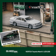 Tarmac Works 1/64 GLOBAL64 VERTEX Toyota Mark II JZX100 Dark Green Metallic T64G-024-GR