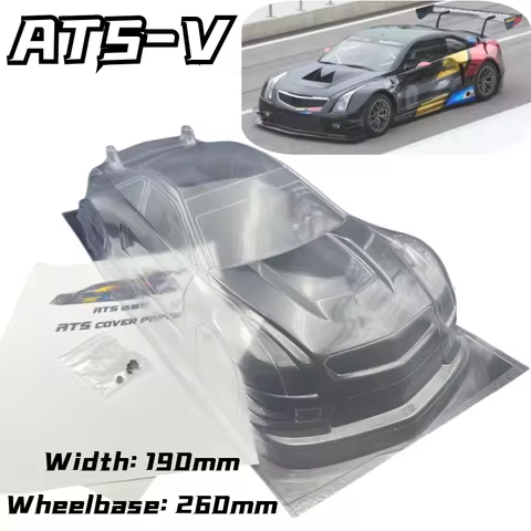 RC 1/10 ATS V PVC Body Shell 190mm Width 260mm Wheelbase With Tail No Paint 1/10 RC Turing Drift GT 