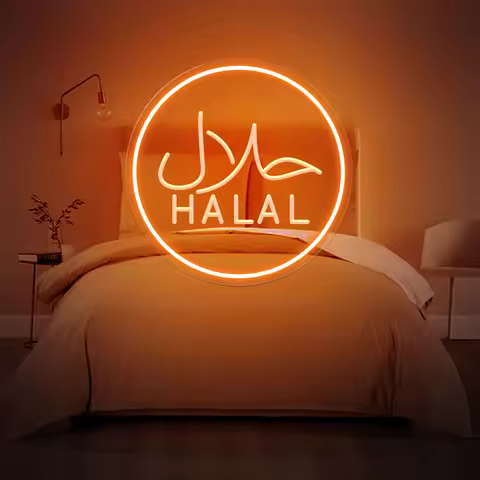 Halal Engrav neon sign light for interior wall decoration arabian Moslem restaurant business led wal