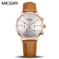 MEGIR 2011 Women Quartz Watch Ladies Chronograph Ultra Thin Buckle Alloy Watches Lady 3Bar Waterproof Clock Bracelet Wristwatch Woman