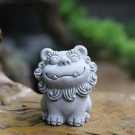 [Isn] 2pcs Chinese Legend God Beast Statue Cute Gatekeeper God Stone Sculpture Spirit Beast Lion Han