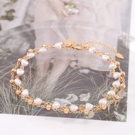 Hyl Jewelry 19A Gelang Kaki Titanium Wanita Emas Muda Perak Asli Dewasa Anti Karat Silver Kerincing