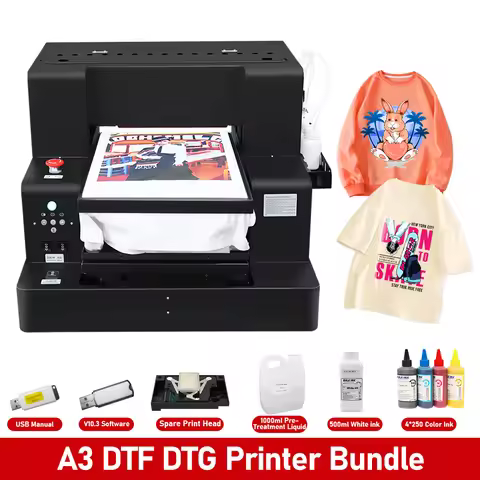 A3 DTF DTG Printer Multifunction Flatbed T-Shirt Printing Machine for Clothes Hoodie Direct to Garme