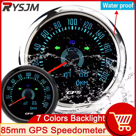 85mm GPS Speedometer With Antenna For Motorcycle Yacht Boat Car Waterproof Odometer Trip ODO COG 9-3