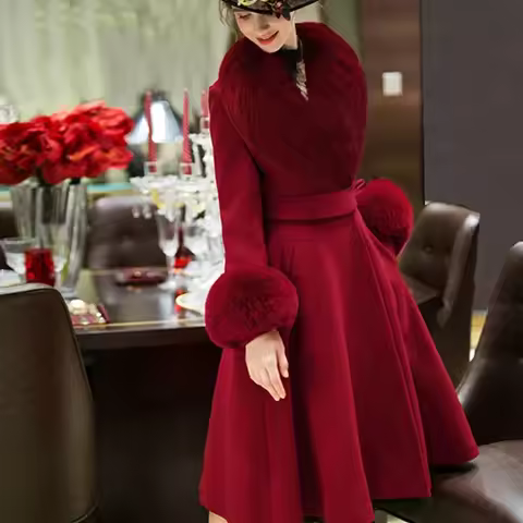 Double-sided Wool Coat Womens 2025 Autumn Winter Jacket Fashion Woolen Coats Female Large Size Long