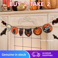Sepanduk Halloween Vintage Retro – Hiasan Seram Bendera Garland Labu Retro