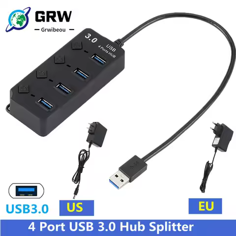 USB 3.0 Hub USB Hub 3.0 Multi USB Splitter 3 Hab Use Power Adapter 4 Port Multiple Expander 3.0 2.0 