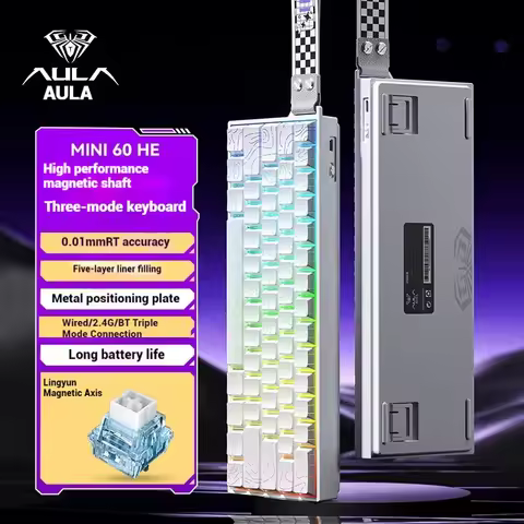 AULA MINI 60HE Magnetic Switch Mechanical Keyboard RT0.01mm 8K Rate of Return Bluetooth Wireless 2.4