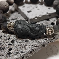 【Dream Crystal Art】霧黑護盾-阿拉善貔貅銀曜隕石設計款手串