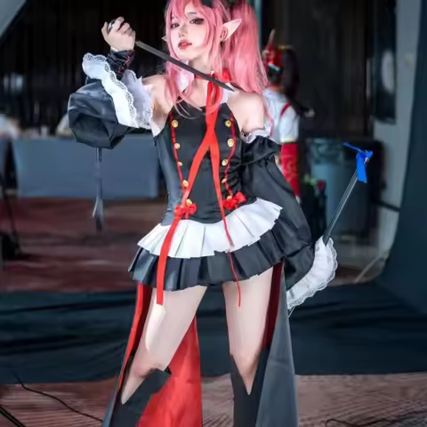 Krul Tepes Costume Anime Seraph of the End Cosplay Black Dress Full Set Wig Role Play Outfit for Wom
