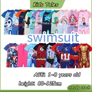 2Pcs Swimming Suit Kids Boys Girls One Piece Swimsuit Cartoon Cute Quick Dry Swimsuit Girl Boy Swimw