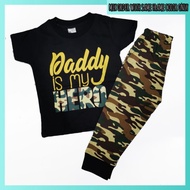 Kids Tshirt Cotton Army Daddy Hero Set Boy Baju Budak Lelaki Askar
