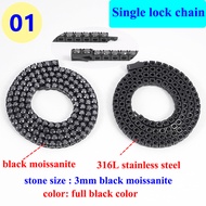 4/5mm Full Moissanite Black Tennis Bracelet Chain Women Hip hop Fashion 316L Stainless Steel Jewelry