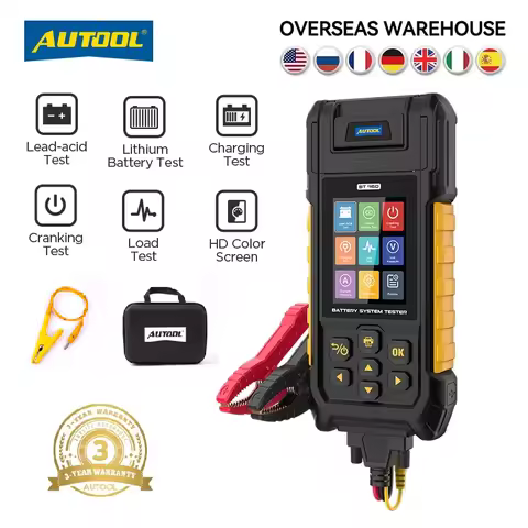 AUTOOL Car Battery Tester BT960 0-80V Lithium Battery Test Lead Acid Battery Analyzer With Printer 3