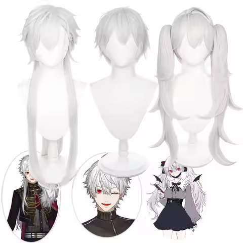 Nijisanji Gamers VTuber Kuzuha Cosplay Wig Unisex Silver Gray Short Hair or Long Straight Hair Doubl