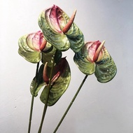 1ชิ้นพืชเทียม57เซนติเมตรสัมผัสจริงดอกไม้ปลอม Anthurium จำลองหน้าวัวดอกไม้ประดิษฐ์ตกแต่งบ้านแต่งงาน