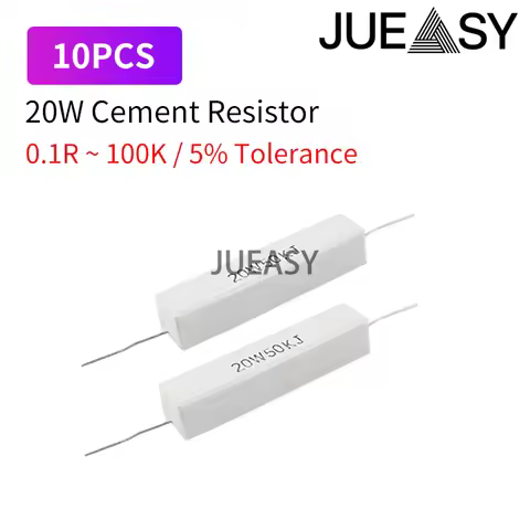 10pcs 20W 5% Cement Resistor Power Resistance 0.1R 1K 2 3 4 5 6.2 7.5 8.2 10 12 15 20 22 24 30 33 43