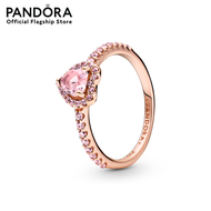 Pandora Heart 14k rose gold-plated ring with orchid pink crystal and fancy fairy tale pink cubic zirconia