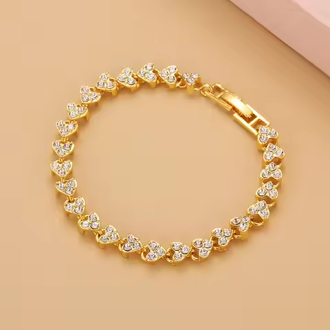 Chain link tennis bracelet, Roman bracelet, women's zircon crystal diamond-encrusted fashion jewelry