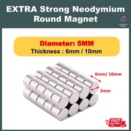 10pcs 5mm * 6mm 10mm EXTRA STRONG Neodymium Round Magnet Round Magnet Silver Magnet Rare Earth Magne