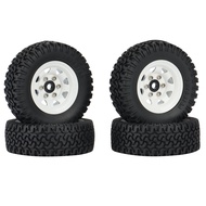 4PCS 1.55 Metal Beadlock Wheel Rim Tires Set for 1/10 RC Crawler Car Axial Jr 90069 D90 CC01 LC70
