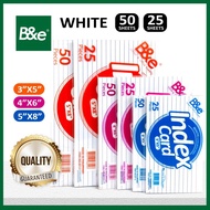 bnesos Stationary School Supplies B&e White Index Card 3x5 / 4x6 / 5x8 25Sheets & 50Sheets