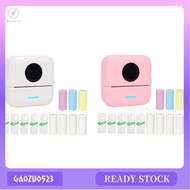 [gaozuo523] Mini Portable Printer, Inkless Sticker Printer with 12 Rolls Paper, Mini Thermal Printer for Notes/Photos/Stickers