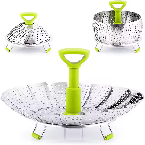 9Inch Stainless Steel Lotus Steaming Tray Folding Food Steamer Vegetable Fruit Food Basket Mesh Stea