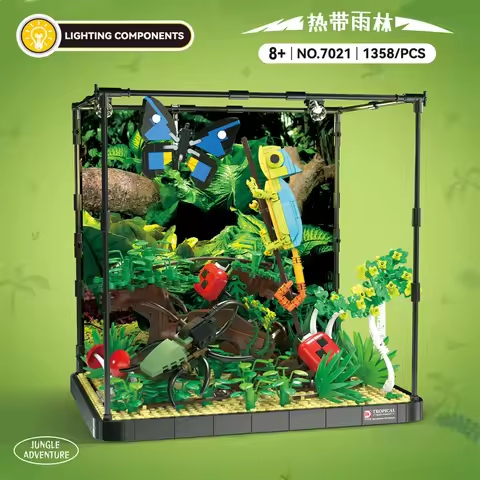 New DK7021 1358pcs MOC Creativity Rainforest Insect Building Blocks Chameleon Bricks Model Toys for 
