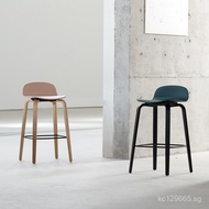 Home Use Internet Celebrity Bar Stool Simple Designer High Stool Japanese Style Solid Wood Bar Chair