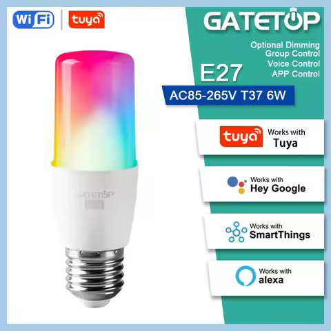 Bombilla inteligente Tuya Wifi/Bluetooth,Led Alexa RGB，T37 E27 Bulb ,para Google Assisatnt Smart Lif