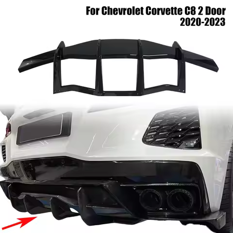 Car Rear Bumper Lip For Chevrolet Corvette C8 2 Door 2020-2024 Z51 Stingray Shark Fin Diffuser Bodyk