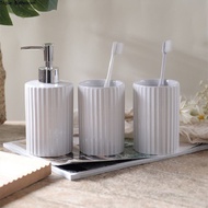 Solid Color Ceramic Gargle Cup Mug Shampoo Bottle Lotion Bottle Liquid Soap Dispenser Toothbrush Holder Bathroom Accessories