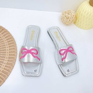 San San Dép NƠ THEO Dép Lê Đế Bệt Nữ Quai Ngang Nơ Theo Hồng 2 Màu Xinh Thời Trang Dép Đi Tiệc Du Lị