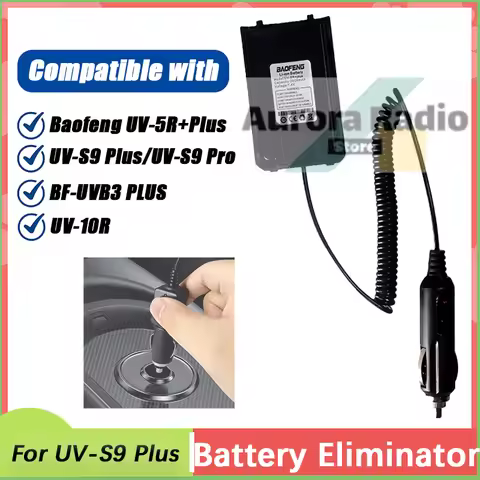 Baofeng UV-5R+ Plus Battery Eliminator Original UV-S9 Pro V2 Walkie Talkie Car Charger Cigarette Lig