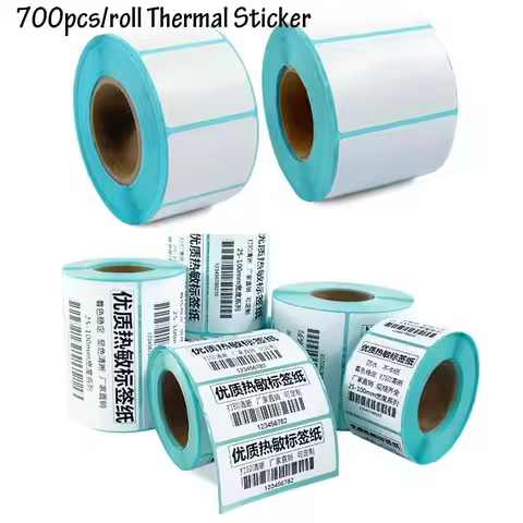 700PCS/Roll 30*20 40*20 40*30 50*30 60*40mm Adhesive Thermal Label Sticker Paper Waterproof Supermar