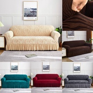 Sofa Cover Jacquard With Skirt/Sarong Alas Sofa Cover Elastic Lace Pattern Fabric Motif