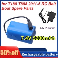 7.4V 5200mAh 2S2P Lithium Battery for T188 T888 2011-5 RC Bait Boat Spare Parts