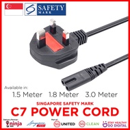 Safety Mark Singapore Plug Power Cord C7 Power Cable Figure 8 TV Power Cable Adapter Television