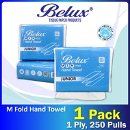 Belux M Fold Paper Hand Towel Tissue (250 Sheets x 1 Pack) | Junior | 1 Ply | 100% Pulp