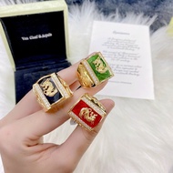 Nhẫn nam mặt rồng đá vuông mạ vàng 18k cao cấp