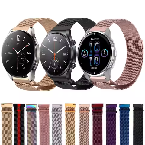 Magnetic Clasp Watchband For Garmin Vivoactive 5 Vivomove Sport Venu 2 Plus Stainless Steel Strap Fo