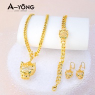 UIOLH Fashion Leopard Jewelry Set 21k Gold Plated Punk Personality Hollow Out African Necklace Brace