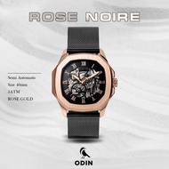 Đồng hồ Nam ODIN - ROSE NOIRE | Máy cơ Semi-Automatic dây cao su - Chống nước 5ATM - TẠNG KÈM DÂY ĐE