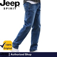 JEEP SPIRIT ใหม่ของผู้ชายตรงขากว้างขากางเกงยีนส์ชายแฟชั่นวินเทจล้างกางเกงยีนส์สบายๆ เยาวชนแบรนด์ยอดน